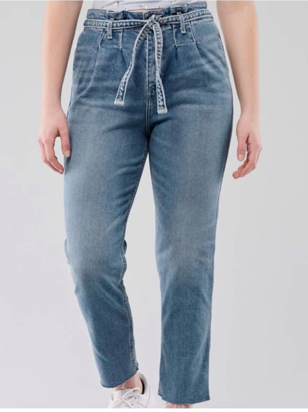 Hollister Jeans Womens 3R W26 L27 Ultra High-Rise Mom Paperbag Belt Raw Hem